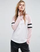 Asos T-shirt With Color Block Panels And Stripe Sleeve - Multi