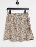 Fashion Union Exclusive Wrap Mini Beach Skirt With Tie Detail In Floral - Part Of A Set-multi