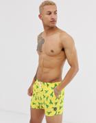 Bershka Swim Shorts In Yellow Cactus - Yellow