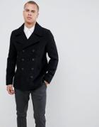 New Look Wool Peacoat In Black - Black