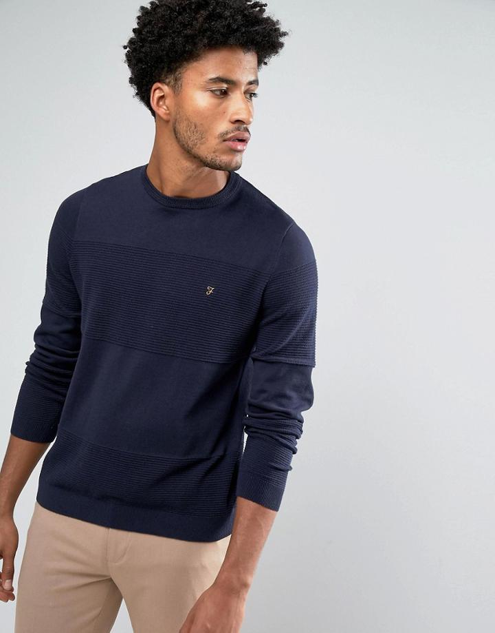 Farah Newgale Waffle Knit Sweater In Navy - Navy