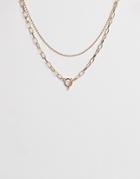 Asos Design Multirow Necklace With Ball And Open Link Chain And Toggle Detail In Gold Tone - Gold