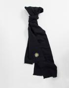 Asos Design Supersoft Long Woven Scarf With Daisy Embroidery-black