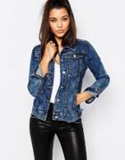 Missguided Washed Denim Jacket - Blue Vintage