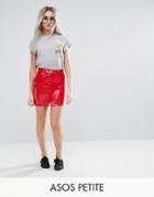 Asos Petite Denim Red Vinyl Mini Pelmet Skirt - Red
