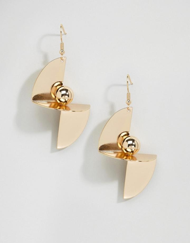 Asos Folded Metal Earrings - Gold