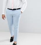 Asos Plus Wedding Skinny Suit Pants In Soft Blue Cross Hatch - Blue
