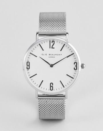 Elie Beaumont Silver Watch With Clear Dial - Silver