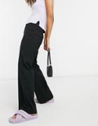 Bershka Slouchy Dad Wide Leg Tailored Pants In Black