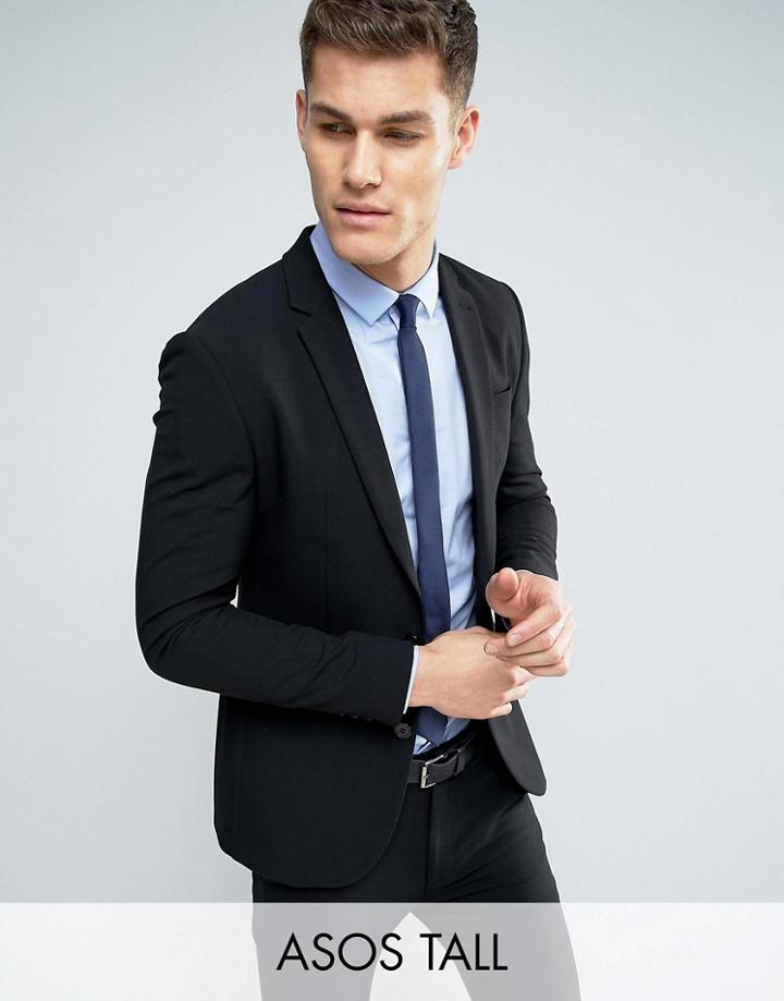 Asos Tall Super Skinny Suit Jacket In Black - Black