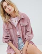 Prettylittlething Light Weight Cord Jacket - Pink