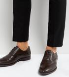 Asos Wide Fit Brogue Shoes In Brown Faux Leather - Brown