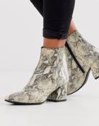 Vagabond Olivia Natural Snake Leather Pointed Mid Heeled Ankle Boots-multi