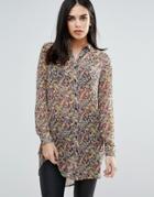 Unique 21 Longline Paisley Shirt - Multi