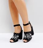 Asos Half Hearted Wide Fit Embellished Heeled Sandals - Black