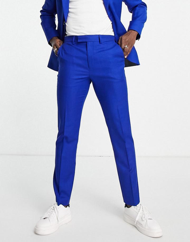 Topman Slim Suit Pants In Blue