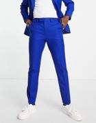 Topman Slim Suit Pants In Blue