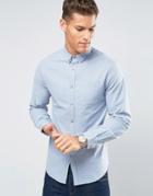 Lindbergh Shirt Slim Fit In Light Blue Marl Flannel - Blue