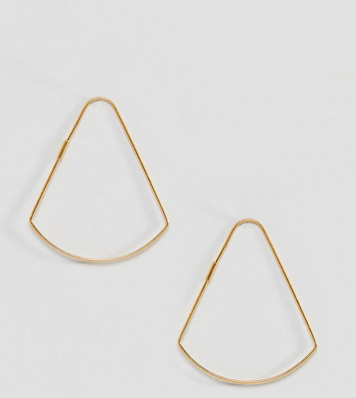 Asos Design Hoop Earrings In Gold Plated Sterling Silver In Curved Triangle Shape - Gold