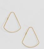 Asos Design Hoop Earrings In Gold Plated Sterling Silver In Curved Triangle Shape - Gold