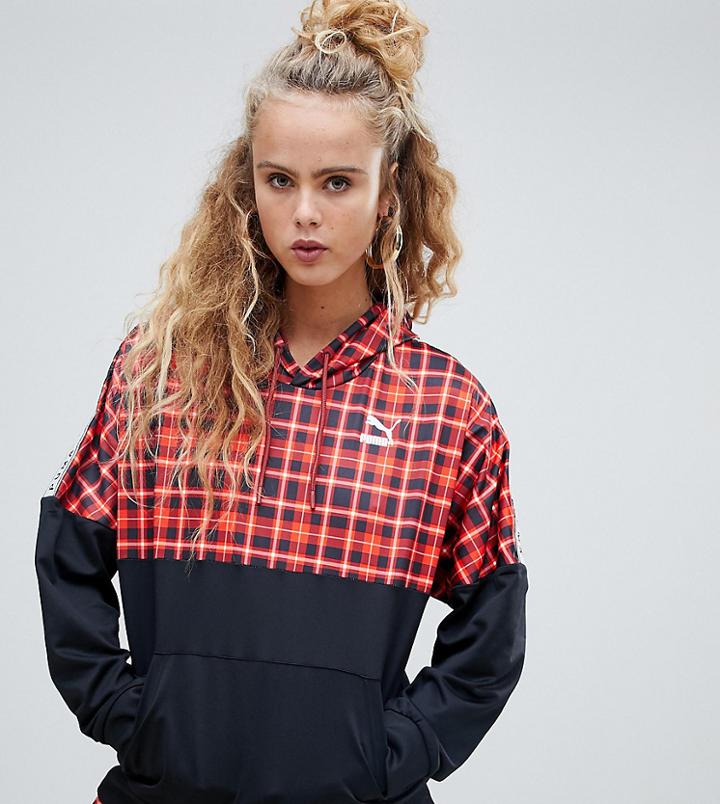 Puma Exclusive Recycled Polyester Red Check Hoodie