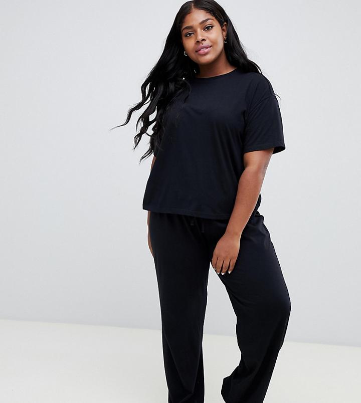 Asos Design Curve Mix & Match Pyjama Jersey Pants-black