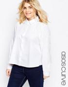 Asos Curve Trapeze Shirt With Lace Insert - White