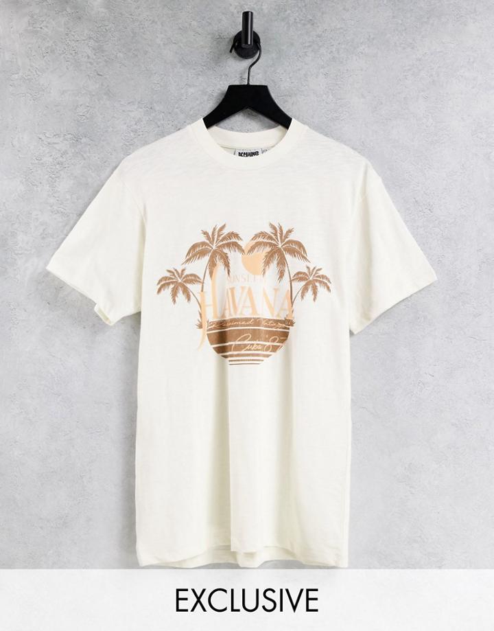 Reclaimed Vintage Inspired Relaxed T-shirt With Havana Print In Ecru-neutral
