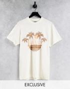 Reclaimed Vintage Inspired Relaxed T-shirt With Havana Print In Ecru-neutral
