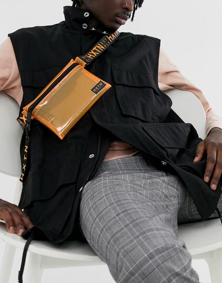 Hxtn Supply Transparent Cross Body Fanny Pack In Orange