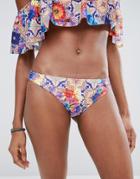 Asos Mexican Floral Tile Print Brazilian Bikini Bottom - Multi