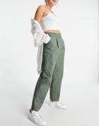 Vero Moda Loose Fit Tailored Pants In Khaki-green
