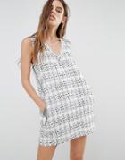 Religion Boucl Pinny Dress In Luxury Check - Multi