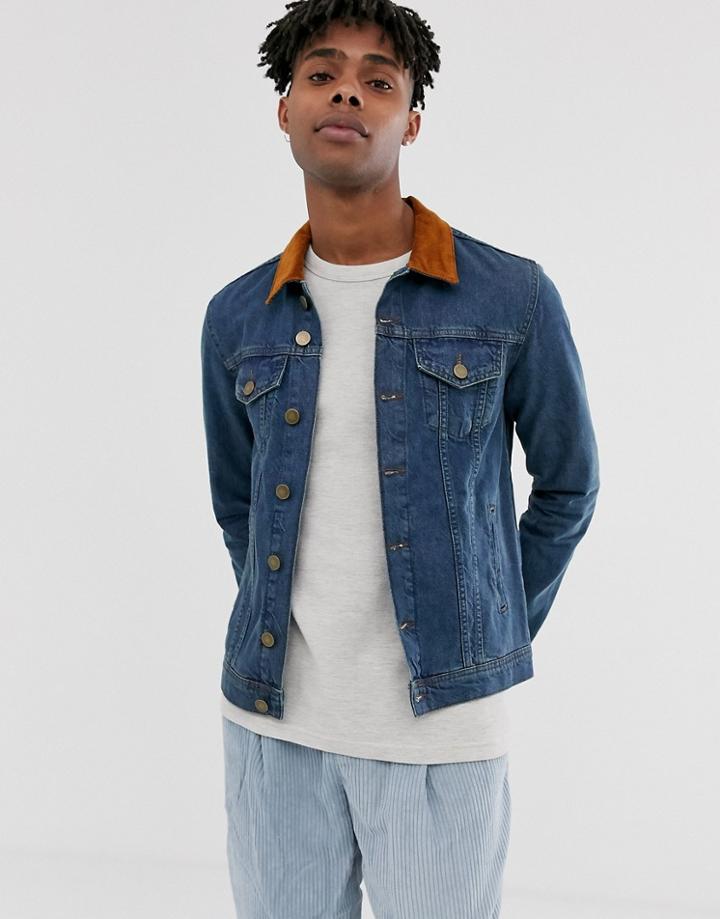 Brooklyn Supply Co Denim Jacket With Collar In Blue