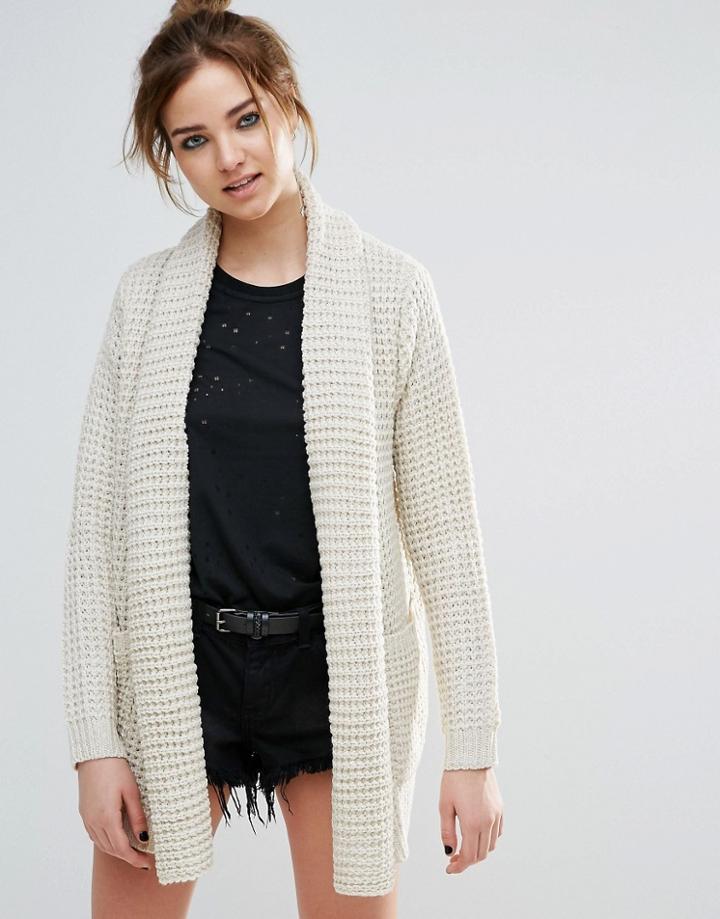 John & Jenn Manon Waffle Knit Cardigan - Beige