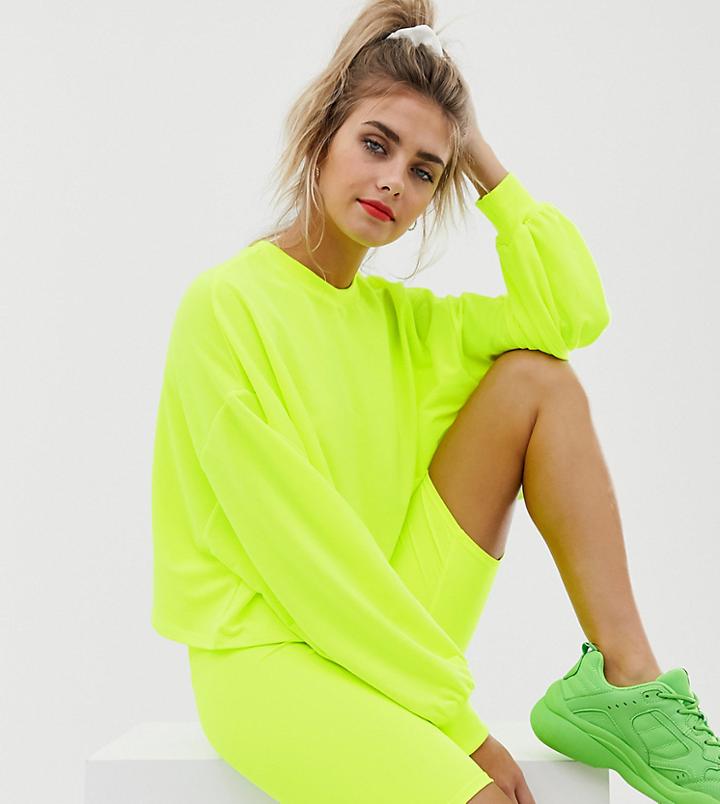 Bershka X Pantone Legging Shorts In Neon Yellow