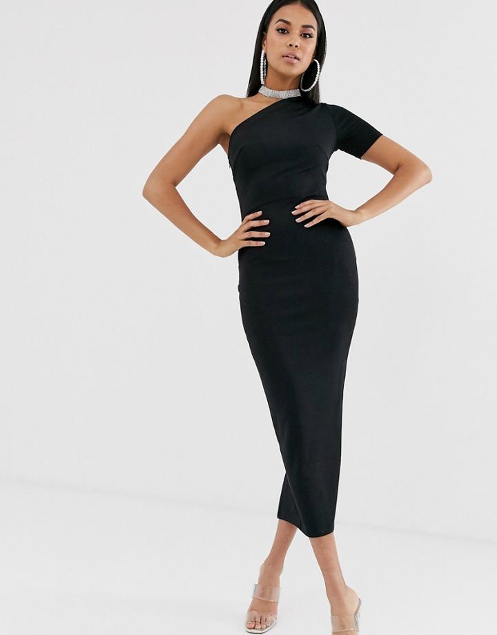 Asos Design One Shoulder Minimal Bandage Dress-black