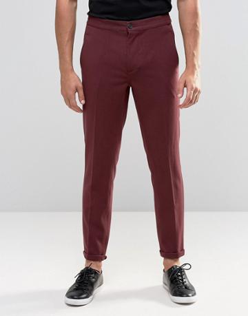 Lindbergh Cropped Casual Pant In Burgundy - Red