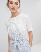 Qed London Broderie Crop Top - White