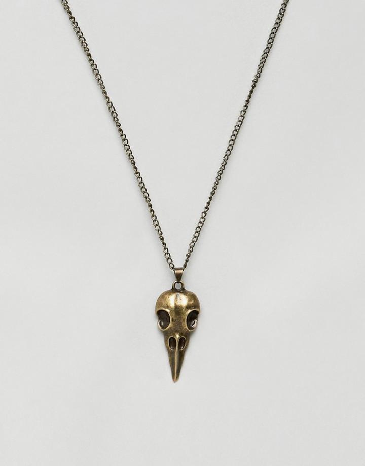 7x Skull Necklace In Gold - Gold
