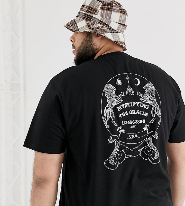 Asos Design Plus Relaxed T-shirt With Mystical Back Print - Black