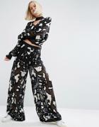 Asos White Animal Devore Pants - Multi