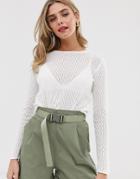 Pull & Bear Textured Sweater In Off White - White