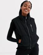 Asos Design Padded Vest Jacket With Contrast Lining In Black - Black