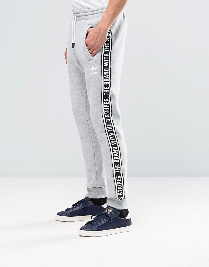 Adidas Originals Taping Joggers In Gray Ay8268 - Gray