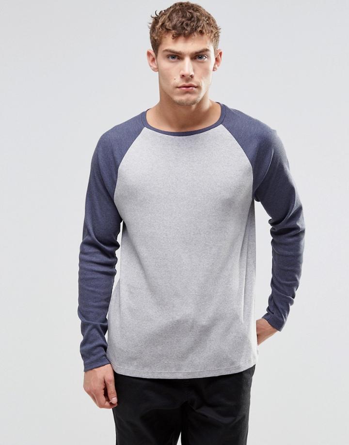 Asos Rib Muscle Long Sleeve T-shirt With Contrast Raglan Sleeves