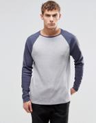 Asos Rib Muscle Long Sleeve T-shirt With Contrast Raglan Sleeves