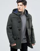 Scotch & Soda Duffle Coat In Wool In Green Marl - Green