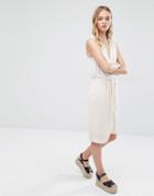 Neon Rose Wrap Front Skirt - Beige