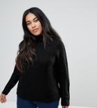 Brave Soul Plus Central Roll Neck Sweater - Black